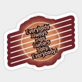 EADGBE Funny Guitar Strings Sticker